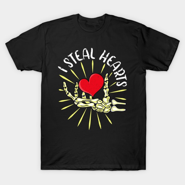 I Steal Hearts Skeleton Hand Valentines Day Funny Pajama T-Shirt by alcoshirts
